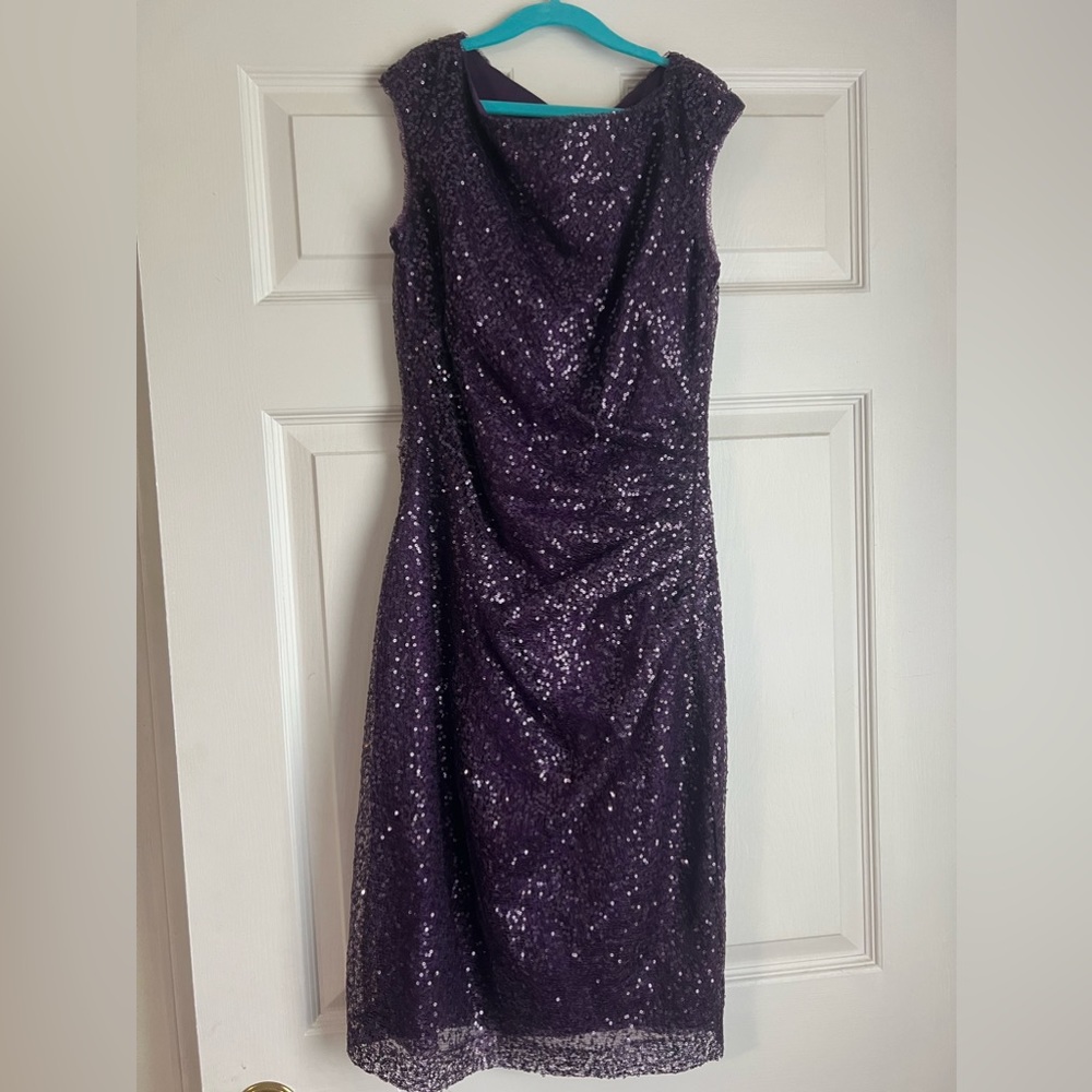 Chaps purple sequin dress size 2